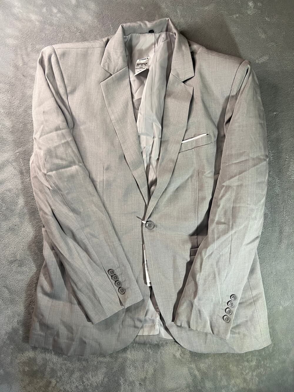 Gray suit jacket blazer one-button notched lapel womens L